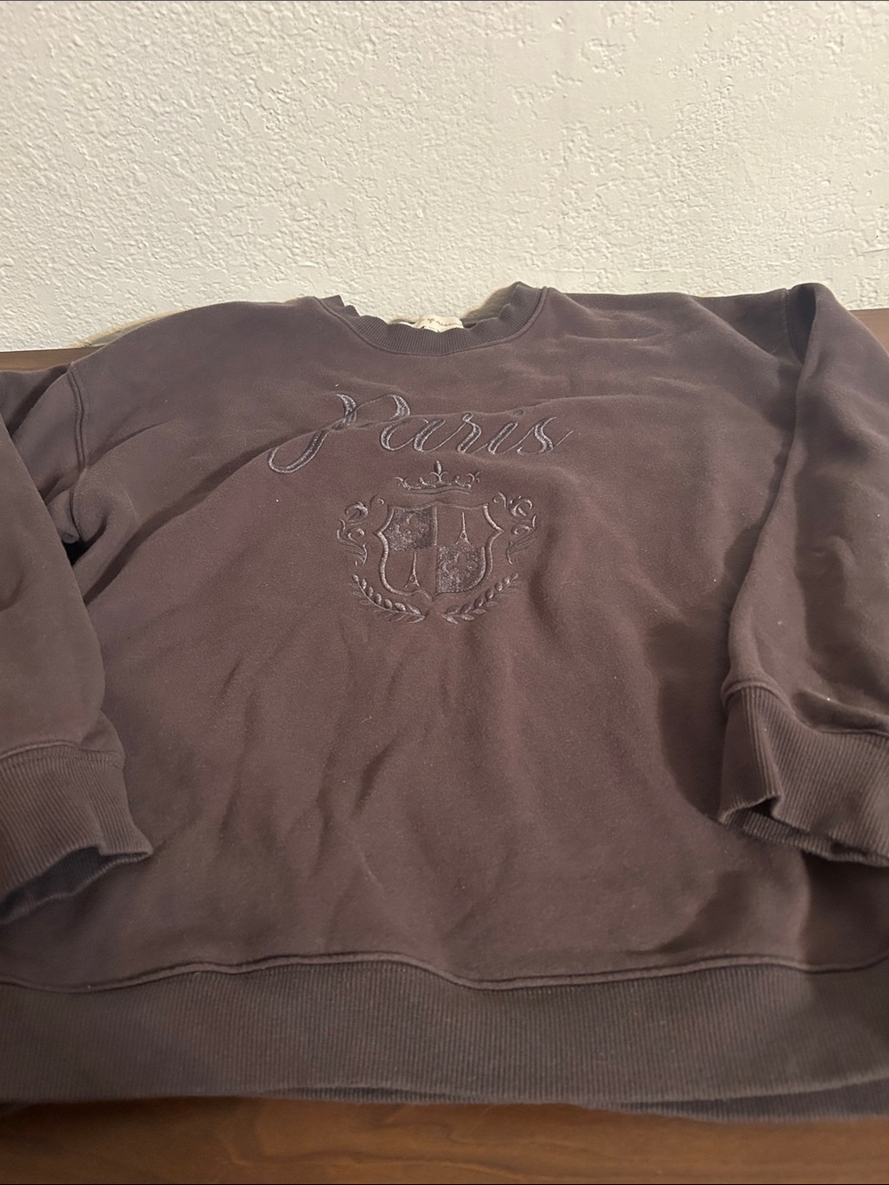 State of Mine Paris Embroidered Crewneck Sweatshirt - Dark Gray